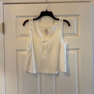 GAP x DOEN White Braided-Trim Cropped Button-Front Camisole Size L